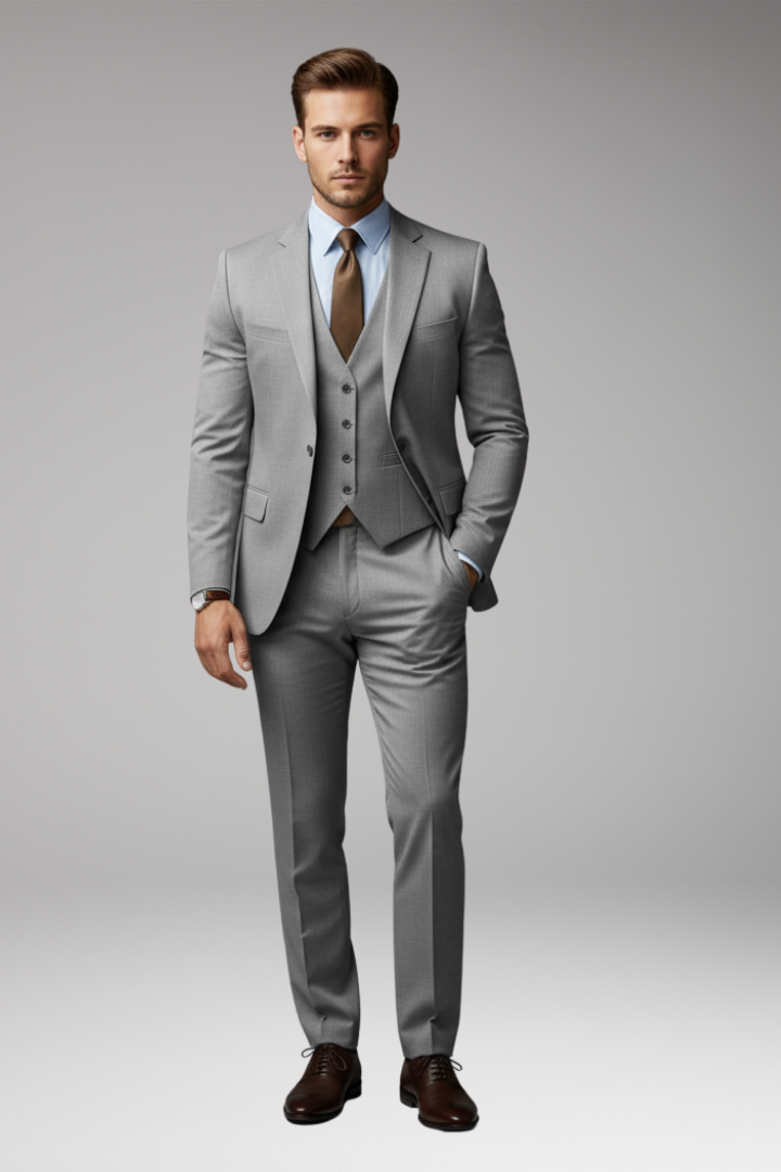 Men's Suit Set with Blazer Vest and Trousers