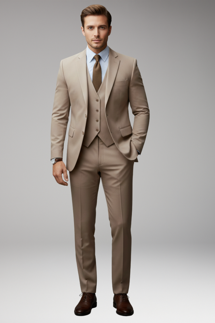 Men's Suit Set with Blazer Vest and Trousers