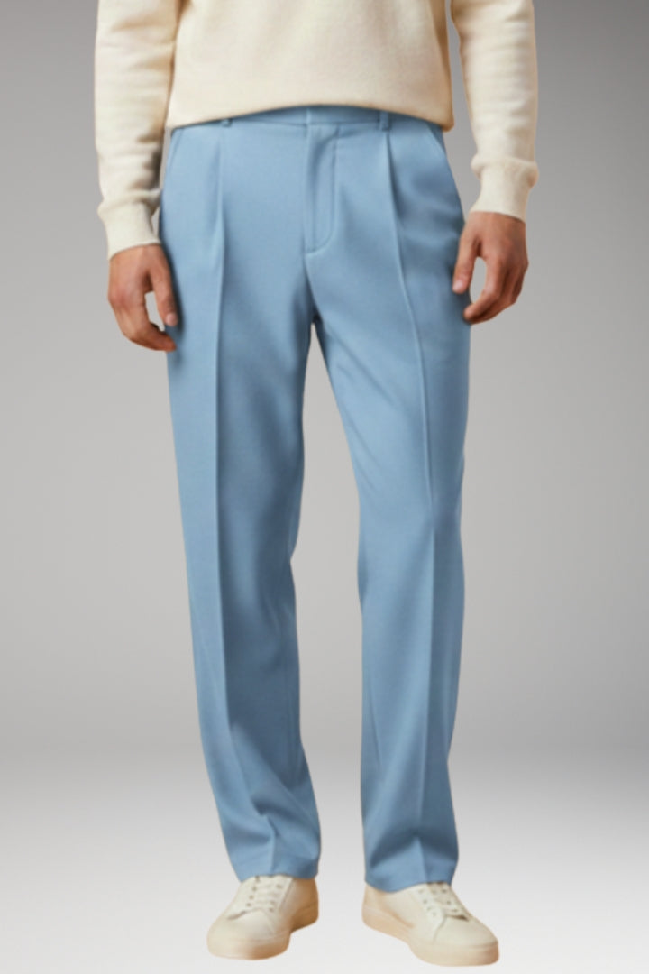 Men's Summer Trousers with Wide-Leg and Elastic Waistband