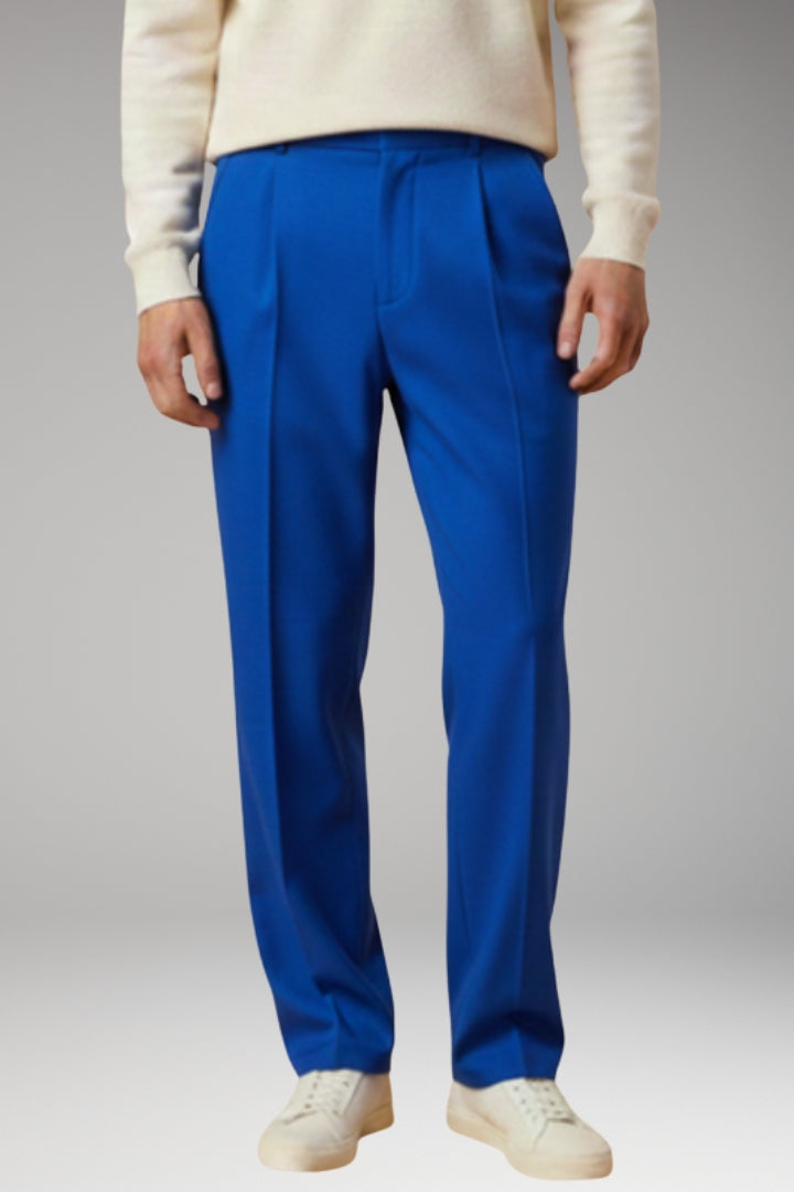 Men's Summer Trousers with Wide-Leg and Elastic Waistband
