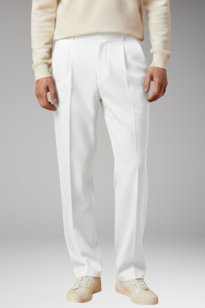 Men's Summer Trousers with Wide-Leg and Elastic Waistband