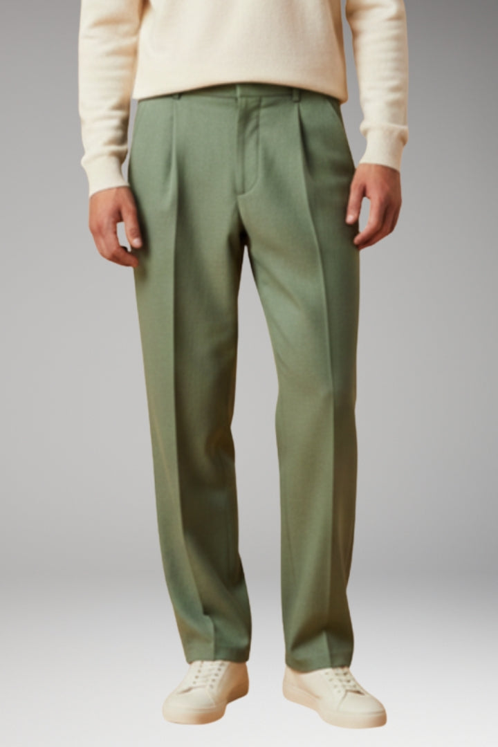 Men's Summer Trousers with Wide-Leg and Elastic Waistband