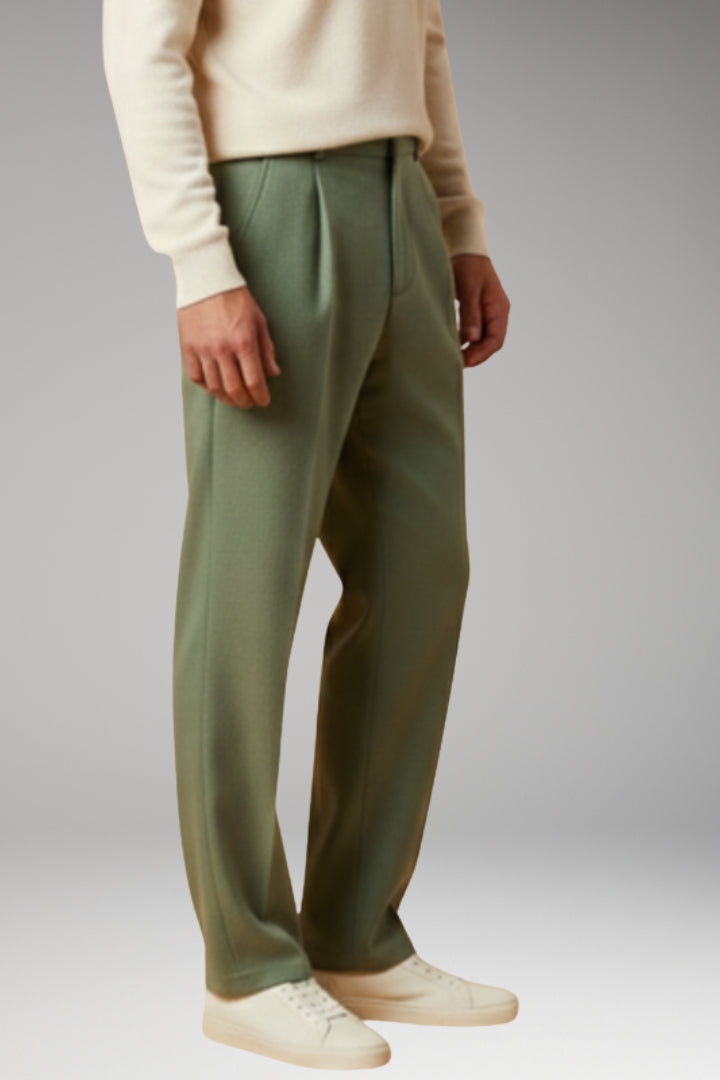 Men's Summer Trousers with Wide-Leg and Elastic Waistband