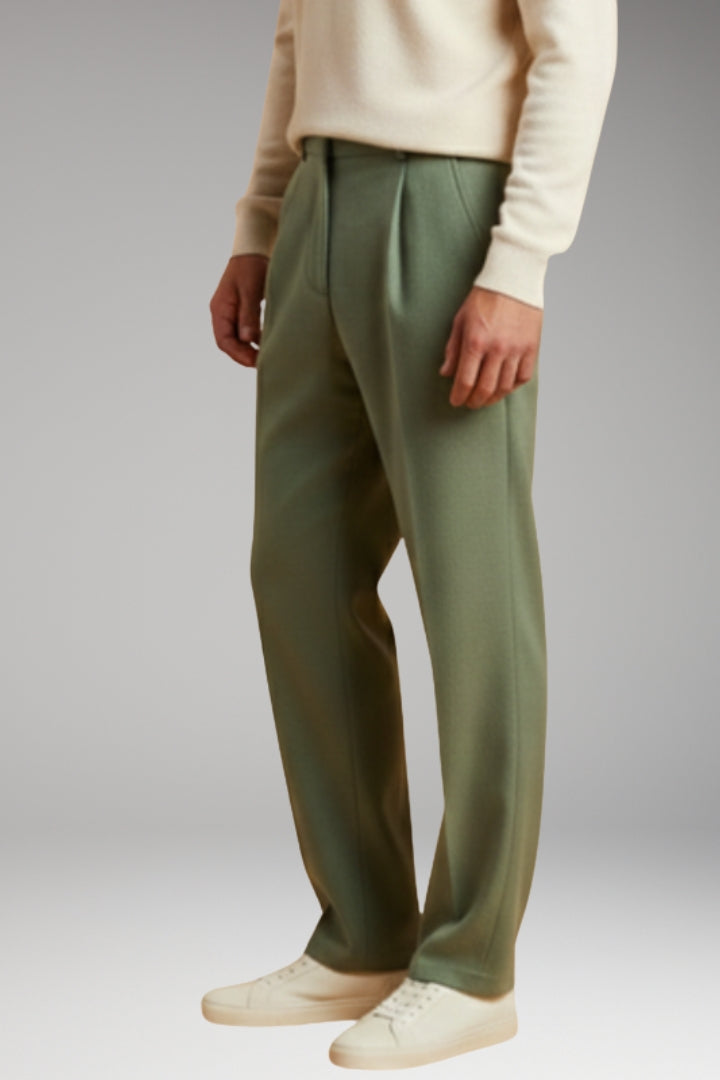 Men's Summer Trousers with Wide-Leg and Elastic Waistband
