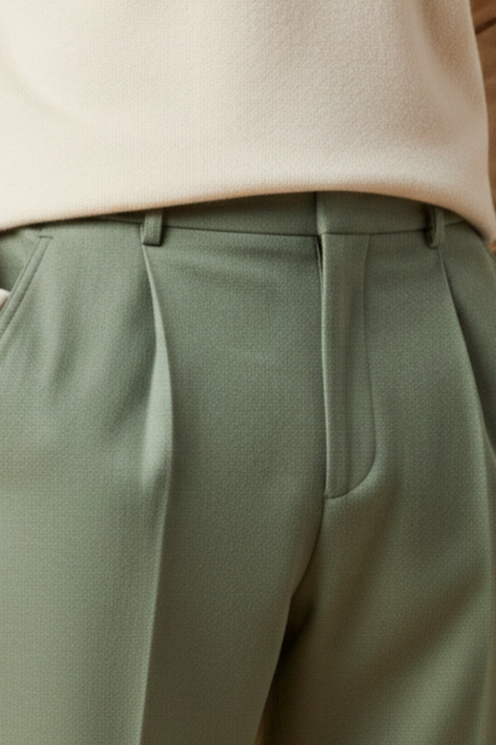 Men's Summer Trousers with Wide-Leg and Elastic Waistband