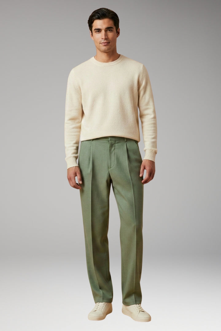 Men's Summer Trousers with Wide-Leg and Elastic Waistband
