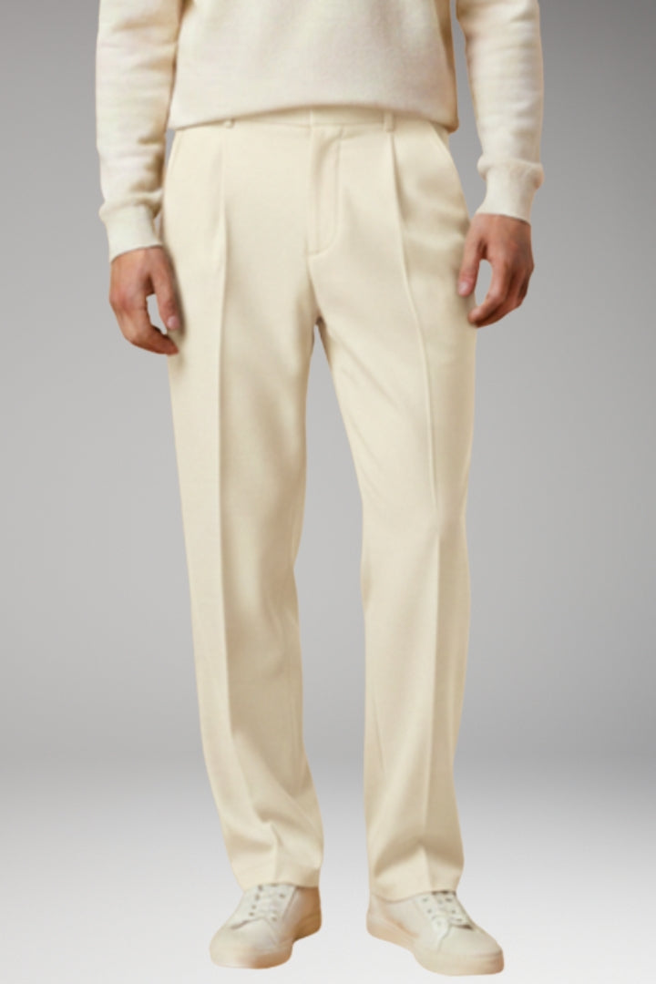 Men's Summer Trousers with Wide-Leg and Elastic Waistband