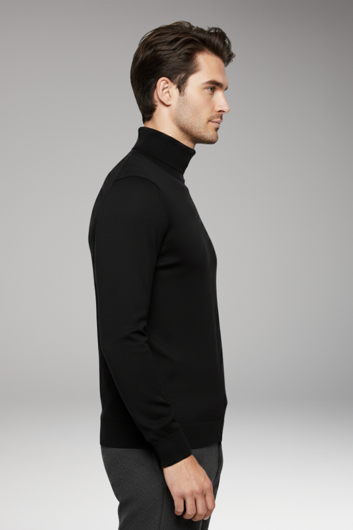Men's Sweater with Turtleneck and Long Sleeves