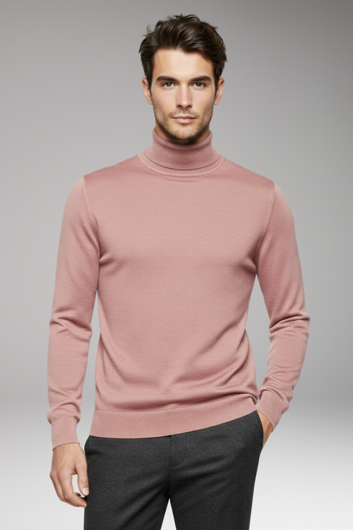 Men's Sweater with Turtleneck and Long Sleeves