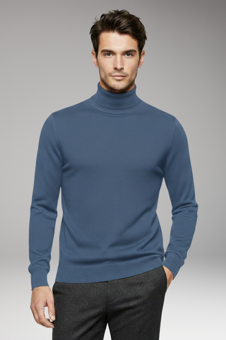 Men's Sweater with Turtleneck and Long Sleeves