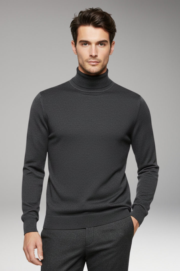 Men's Sweater with Turtleneck and Long Sleeves