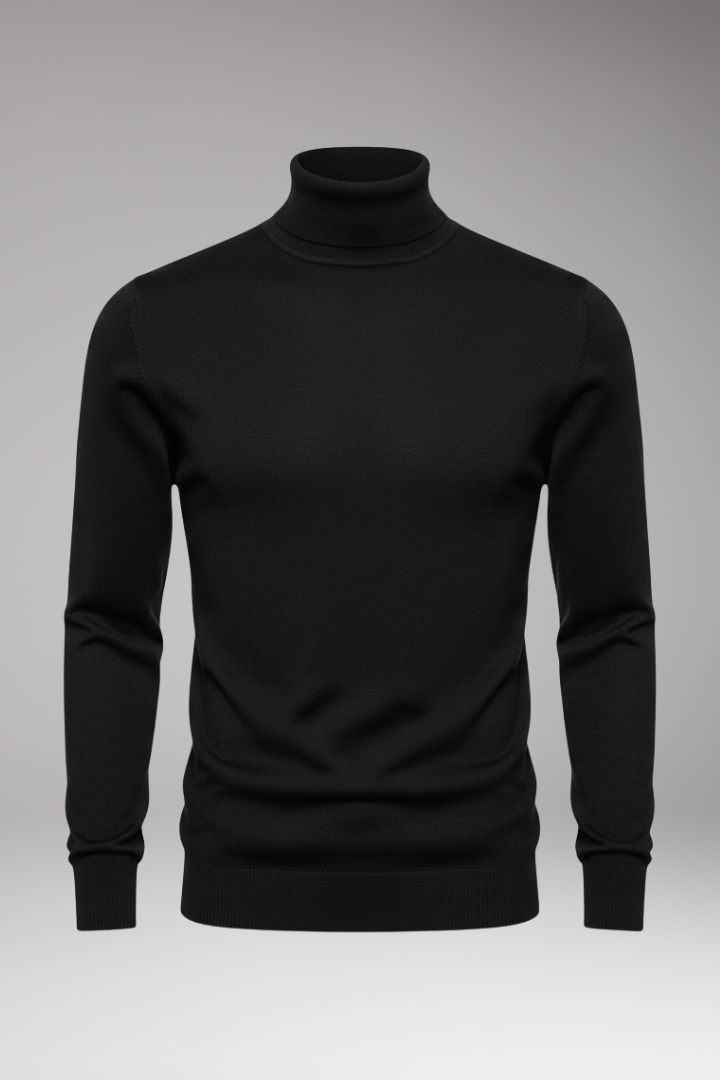 Men's Sweater with Turtleneck and Long Sleeves