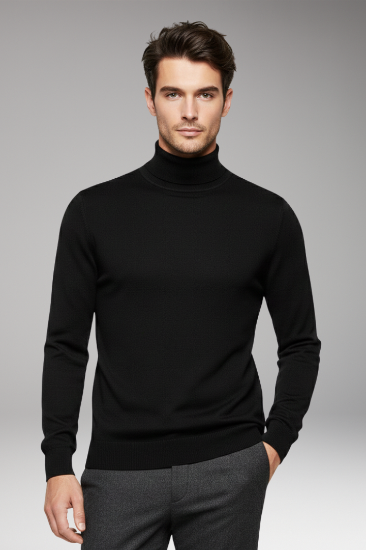Men's Sweater with Turtleneck and Long Sleeves
