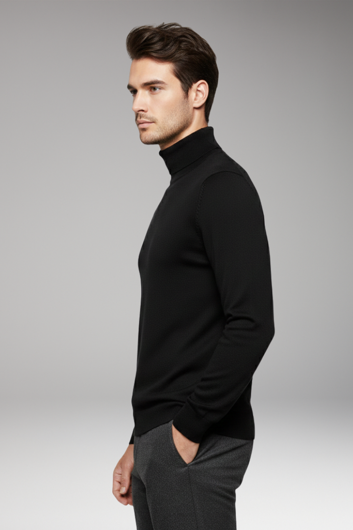 Men's Sweater with Turtleneck and Long Sleeves