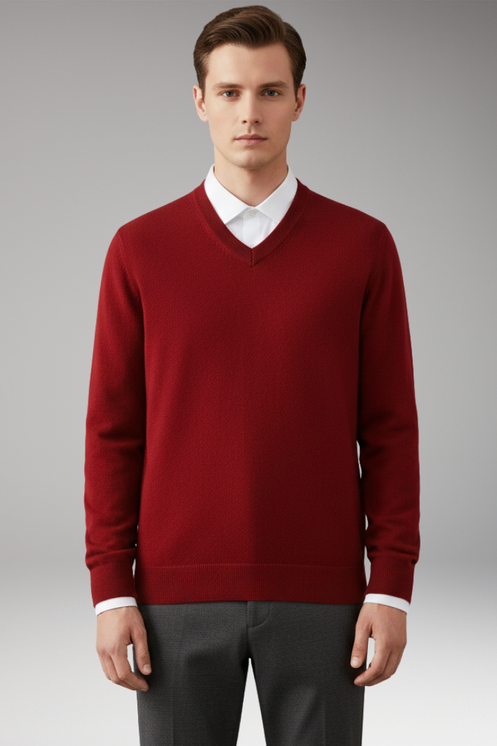 Men's Sweater with V Neck and Loose Fit