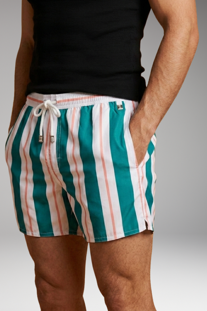 Men's Swim Shorts with Elastic Waistband and Side Pockets