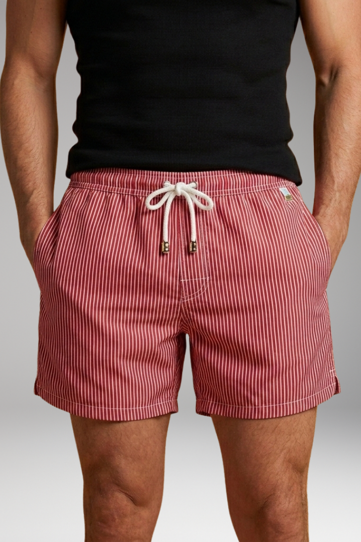 Men's Swim Shorts with Elastic Waistband and Side Pockets