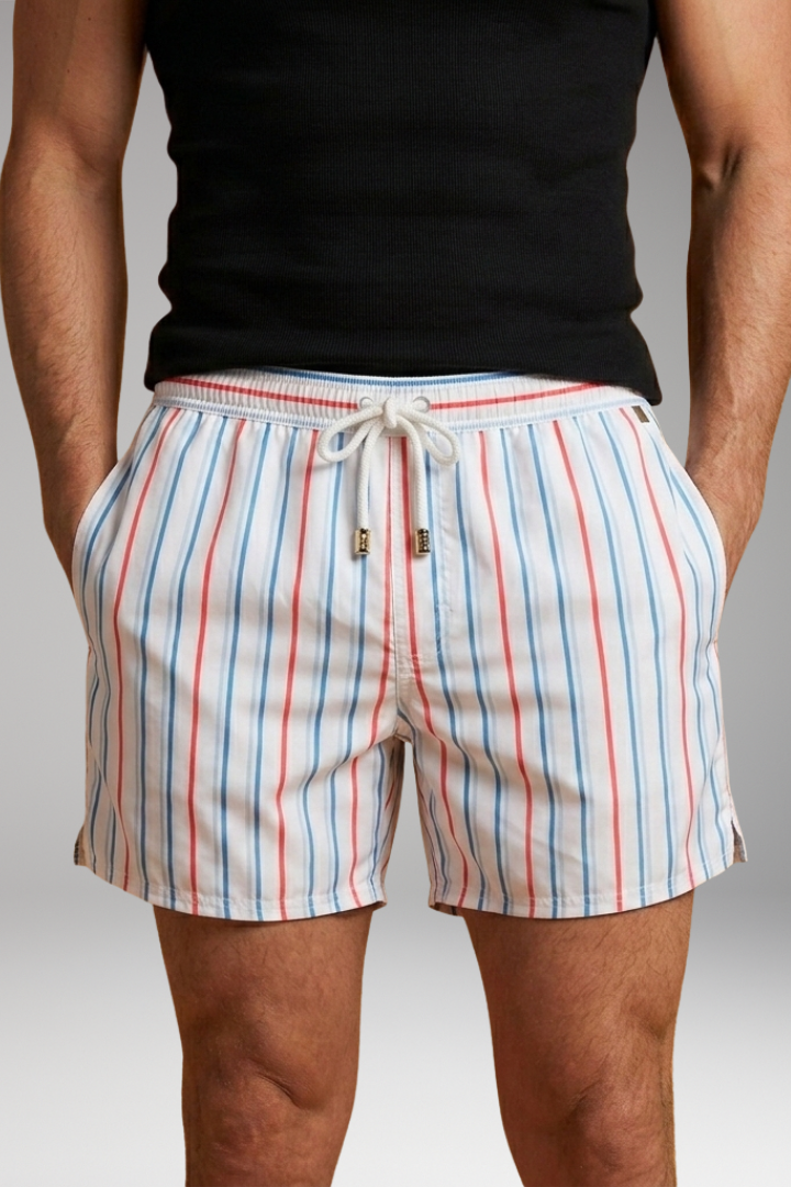 Men's Swim Shorts with Elastic Waistband and Side Pockets
