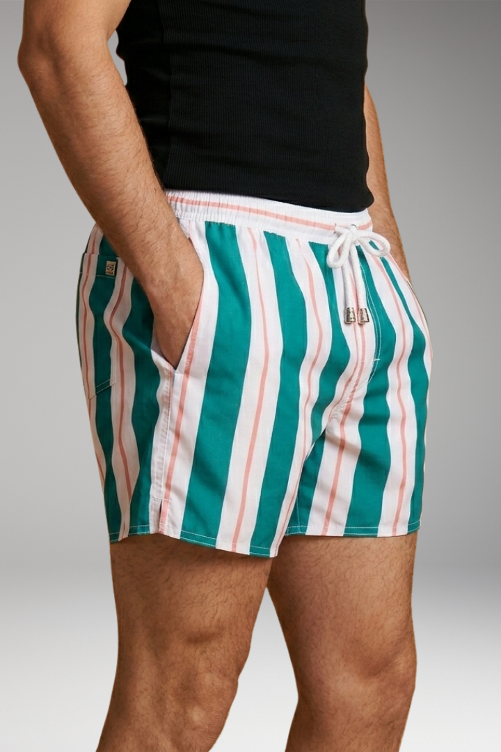 Men's Swim Shorts with Elastic Waistband and Side Pockets