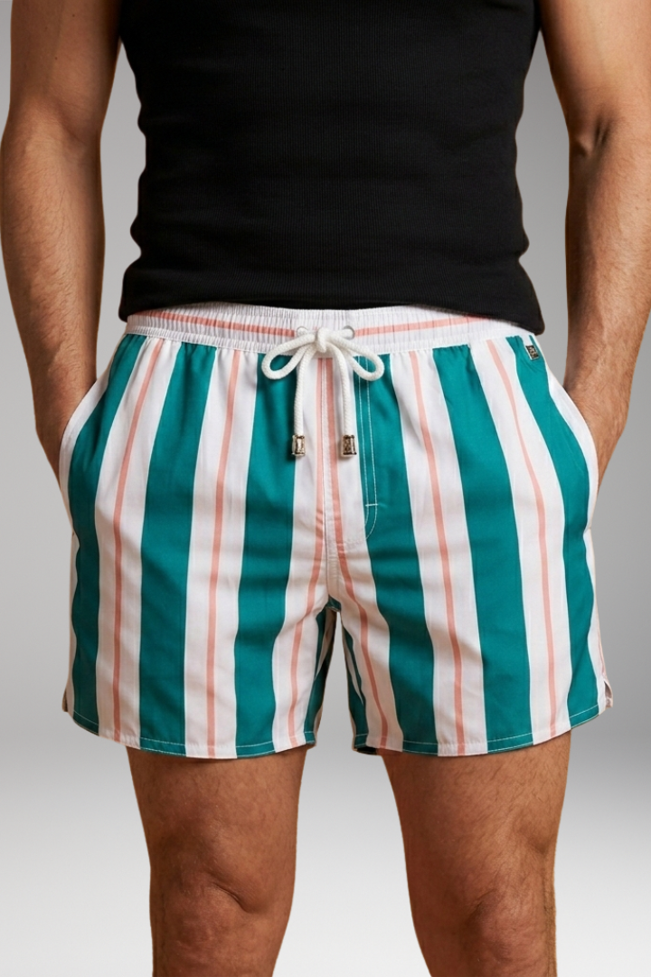 Men's Swim Shorts with Elastic Waistband and Side Pockets