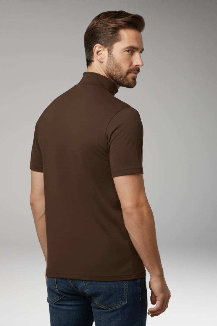 Men's T-Shirt with Turtleneck and Short Sleeves