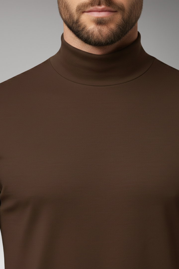 Men's T-Shirt with Turtleneck and Short Sleeves