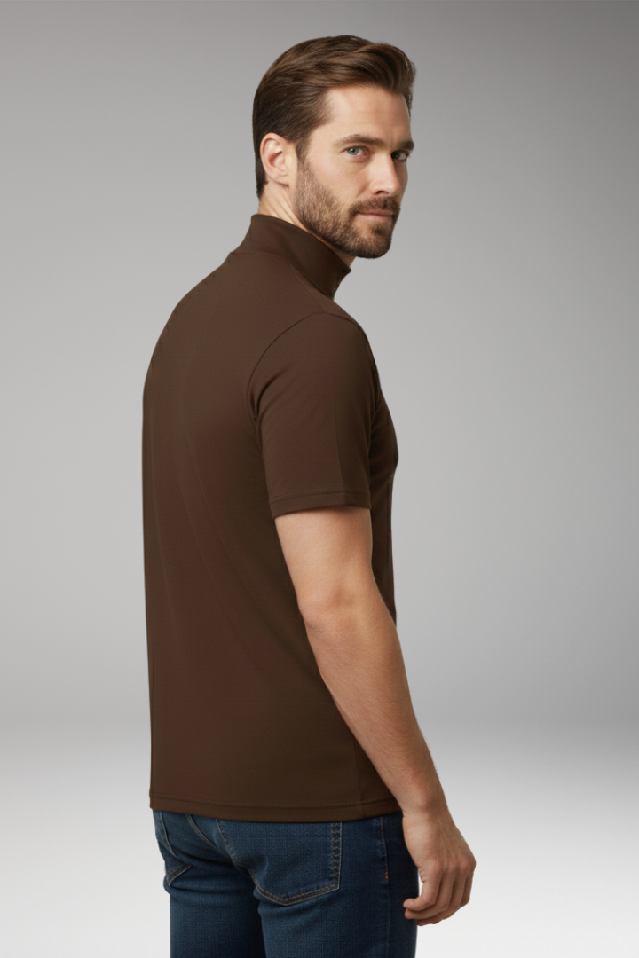 Men's T-Shirt with Turtleneck and Short Sleeves