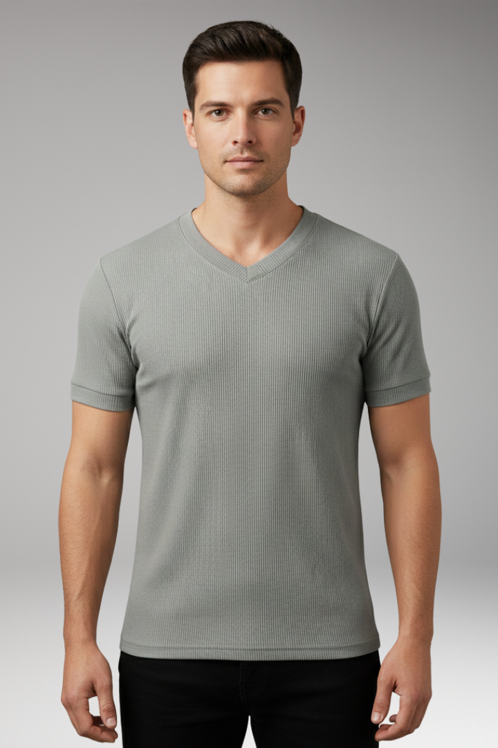Men's T-shirt with V-Neck and Short Sleeves