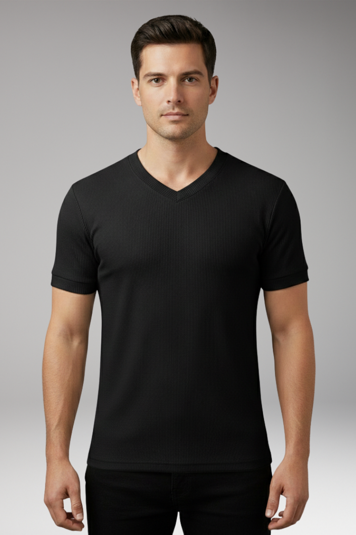 Men's T-shirt with V-Neck and Short Sleeves
