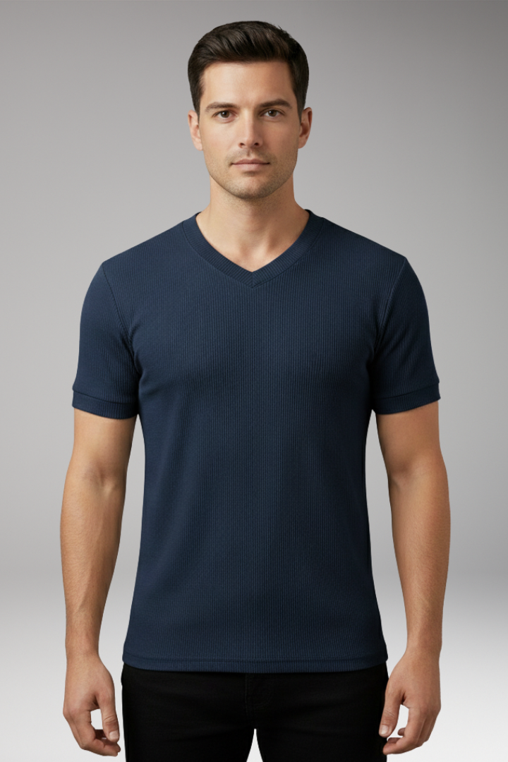 Men's T-shirt with V-Neck and Short Sleeves