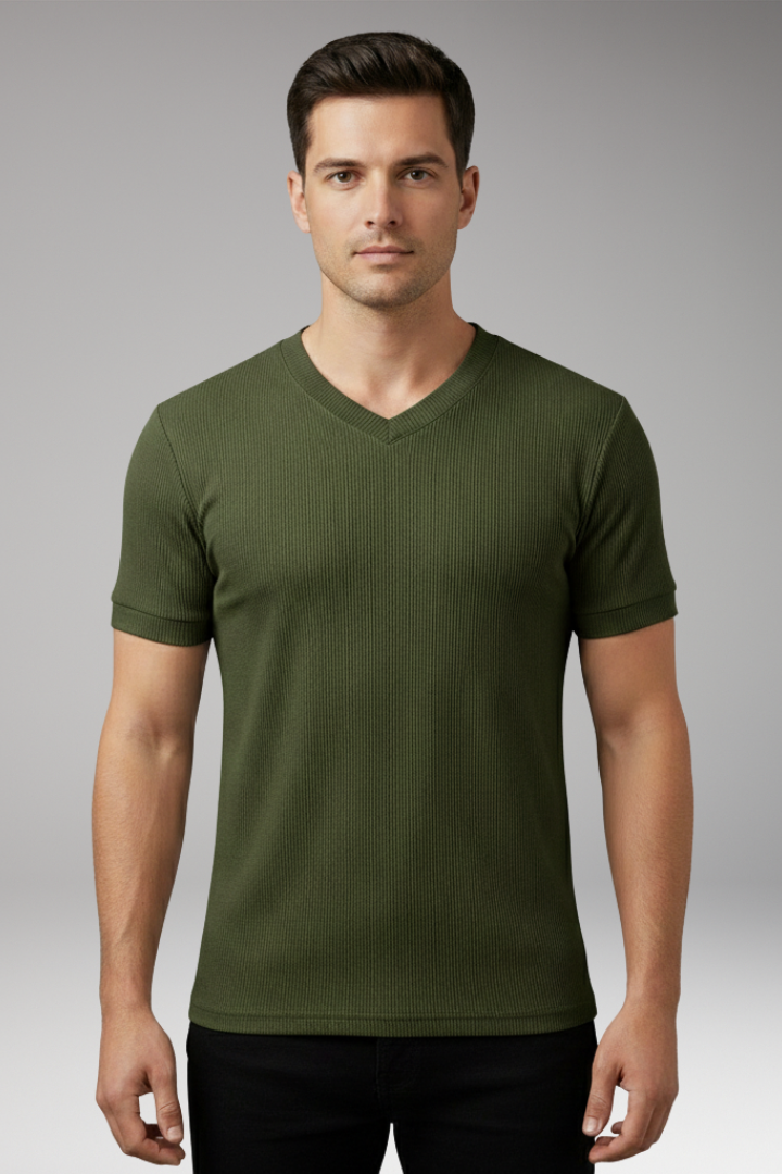 Men's T-shirt with V-Neck and Short Sleeves