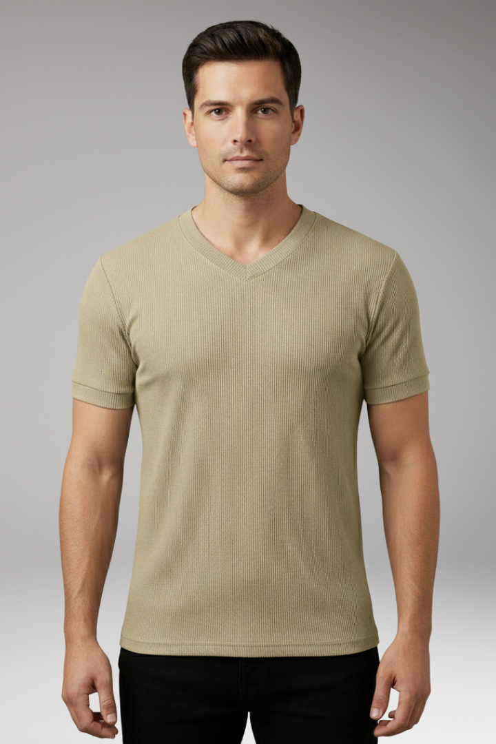 Men's T-shirt with V-Neck and Short Sleeves