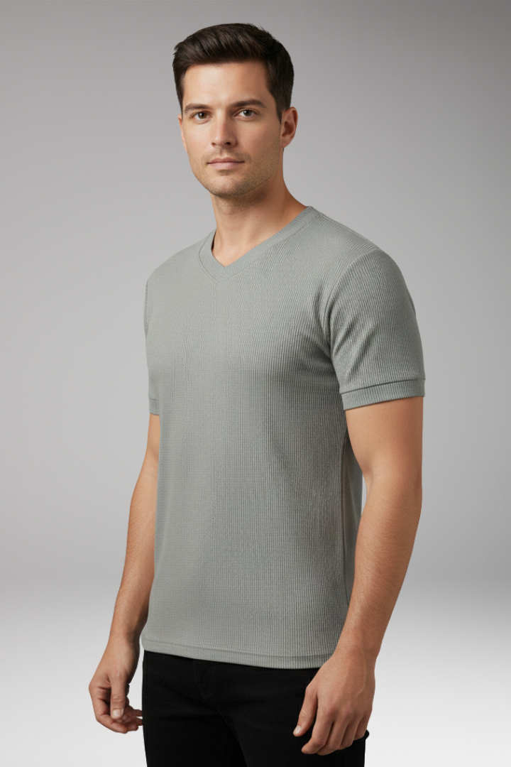 Men's T-shirt with V-Neck and Short Sleeves