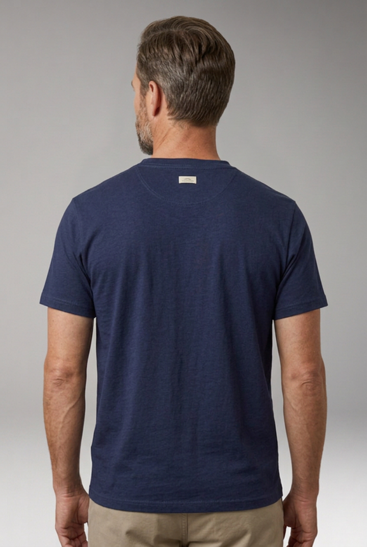 Men's T Shirt with Henley Neck and Chest Pocket