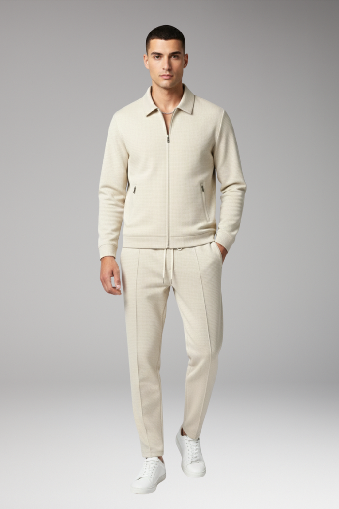 Men's Tracksuit Set with Zip Jacket and Tapered Trousers