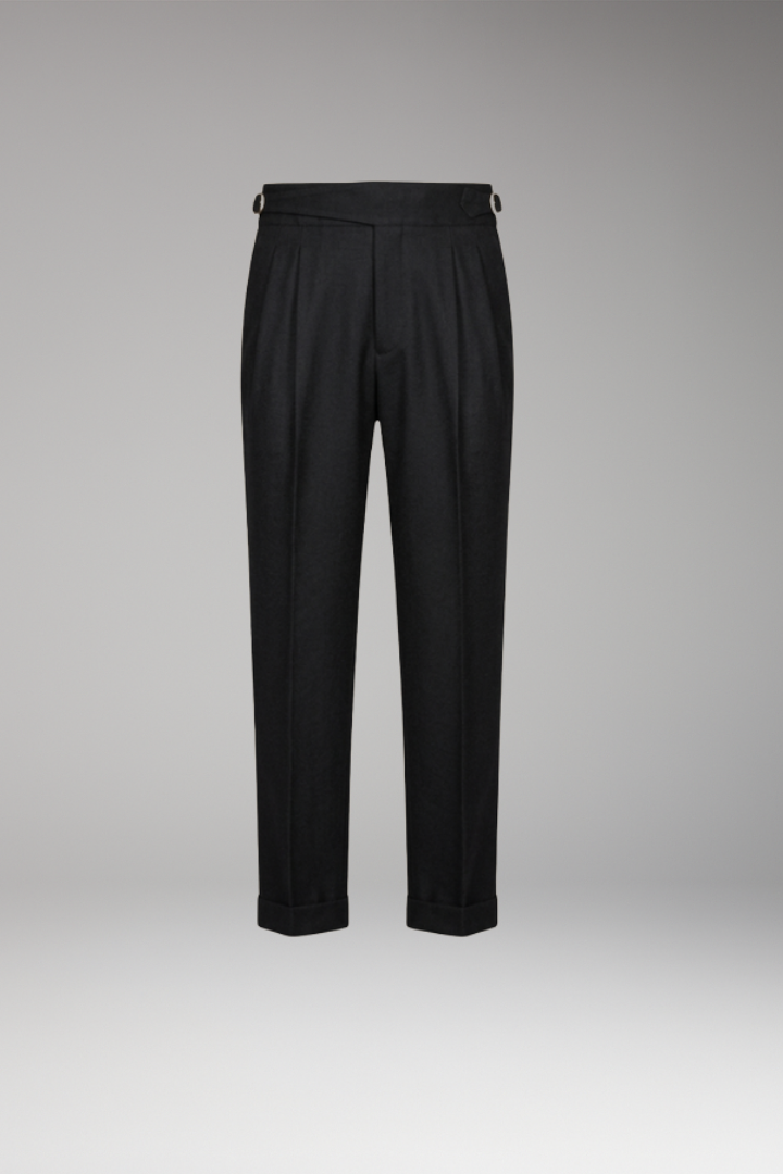 Men's Trousers with High Waist and Adjustable Buckle