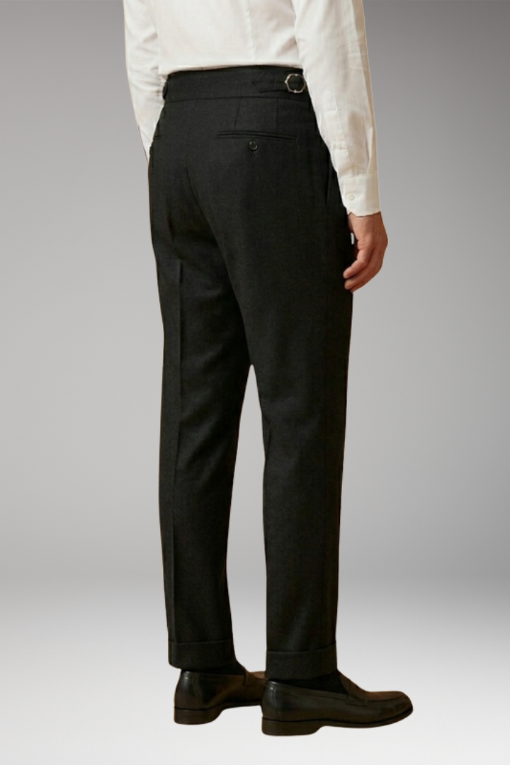 Men's Trousers with High Waist and Adjustable Buckle
