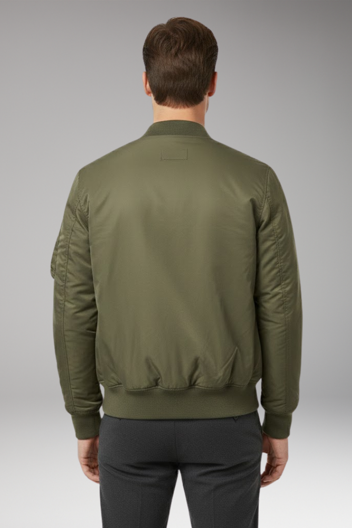 Men's Urban Bomber Jacket with Zipper and Multi Pockets