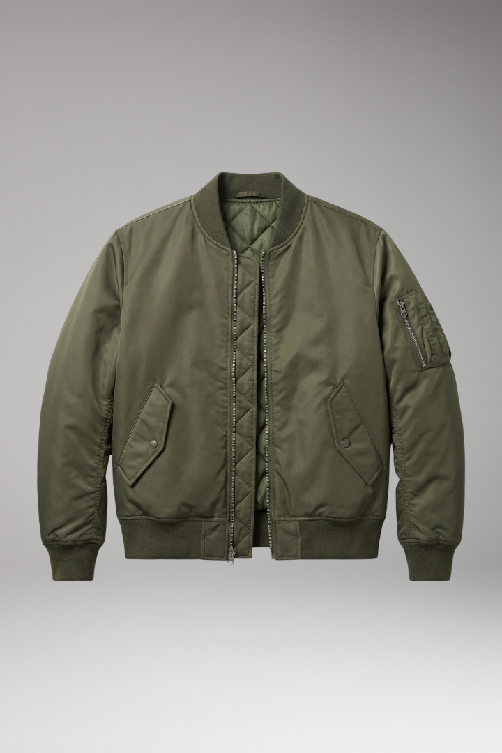 Men's Urban Bomber Jacket with Zipper and Multi Pockets