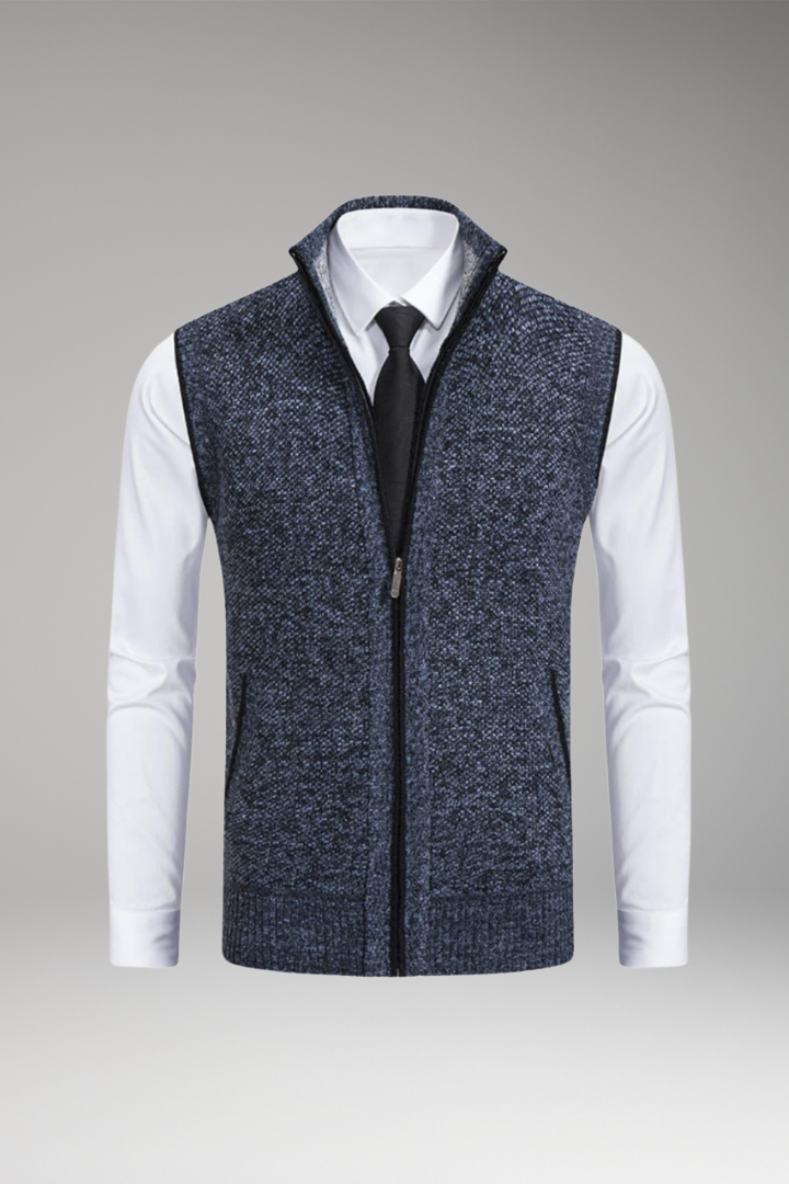 Men's Vest with Zip Closure and Straight Profile