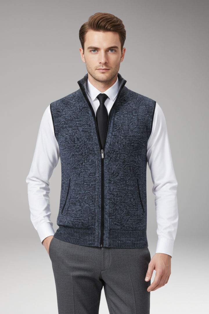 Men's Vest with Zip Closure and Straight Profile