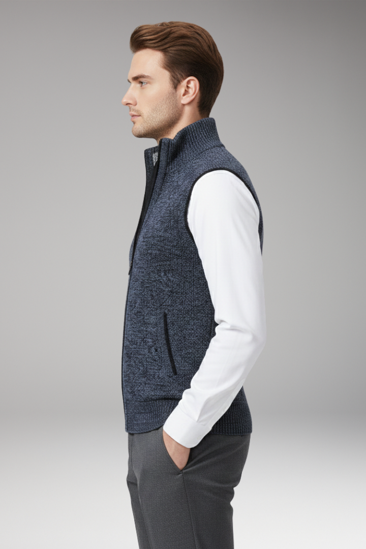 Men's Vest with Zip Closure and Straight Profile