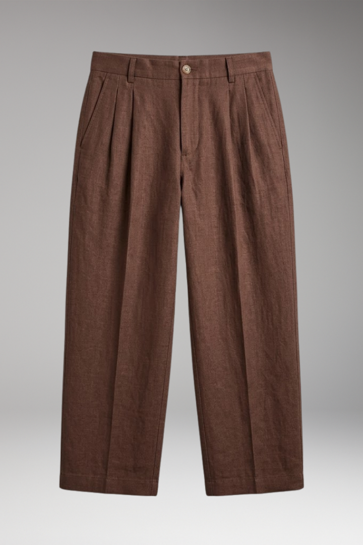 Men's Wide-Legged Linen Trousers with Relaxed Fit and Breathable Fabric
