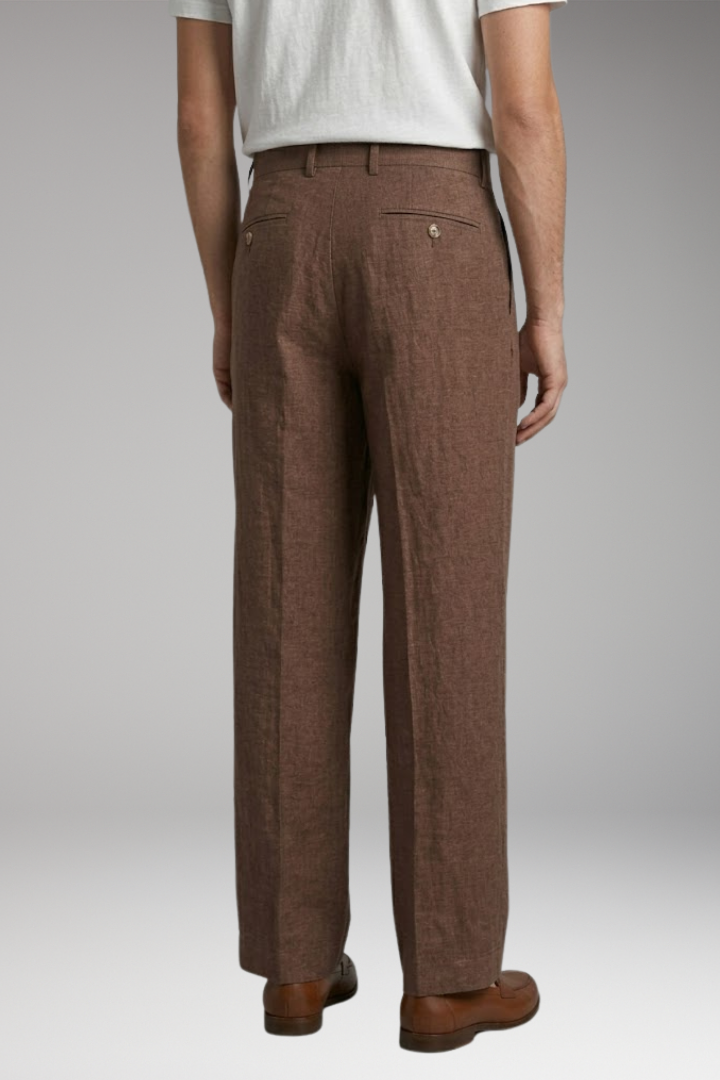 Men's Wide-Legged Linen Trousers with Relaxed Fit and Breathable Fabric