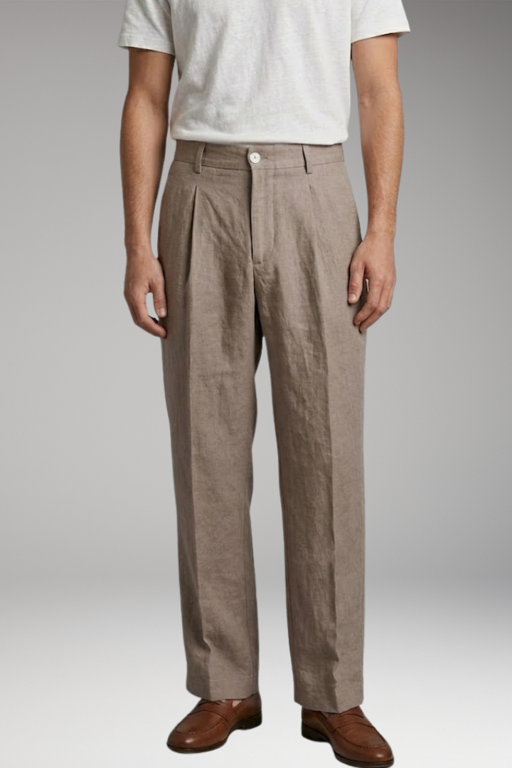 Men's Wide-Legged Linen Trousers with Relaxed Fit and Breathable Fabric