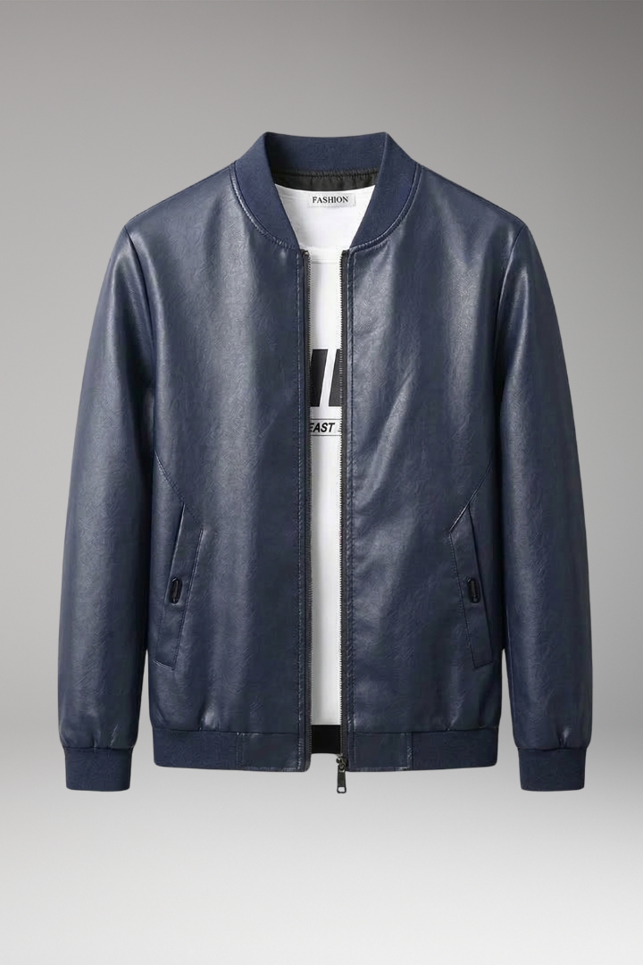 Men's Bomber Jacket with Zipper and Sleeve Pocket