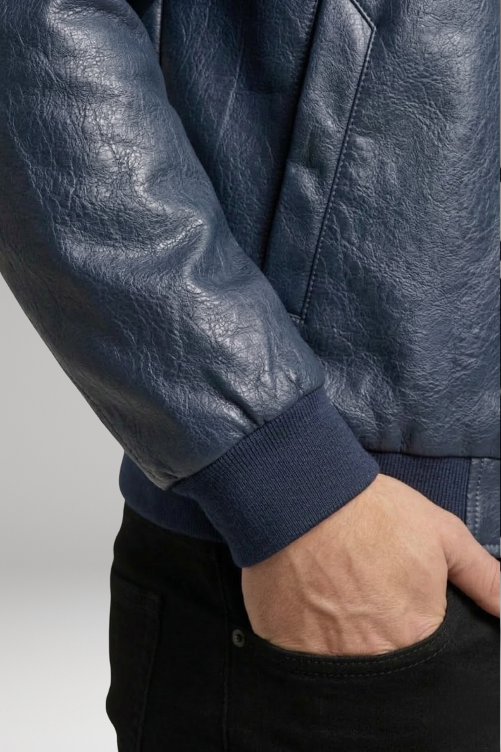 Men's Bomber Jacket with Zipper and Sleeve Pocket