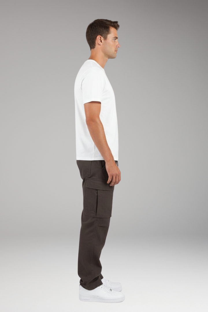 Men's Cargo Pants with Drawstring Waist and Multiple Pockets