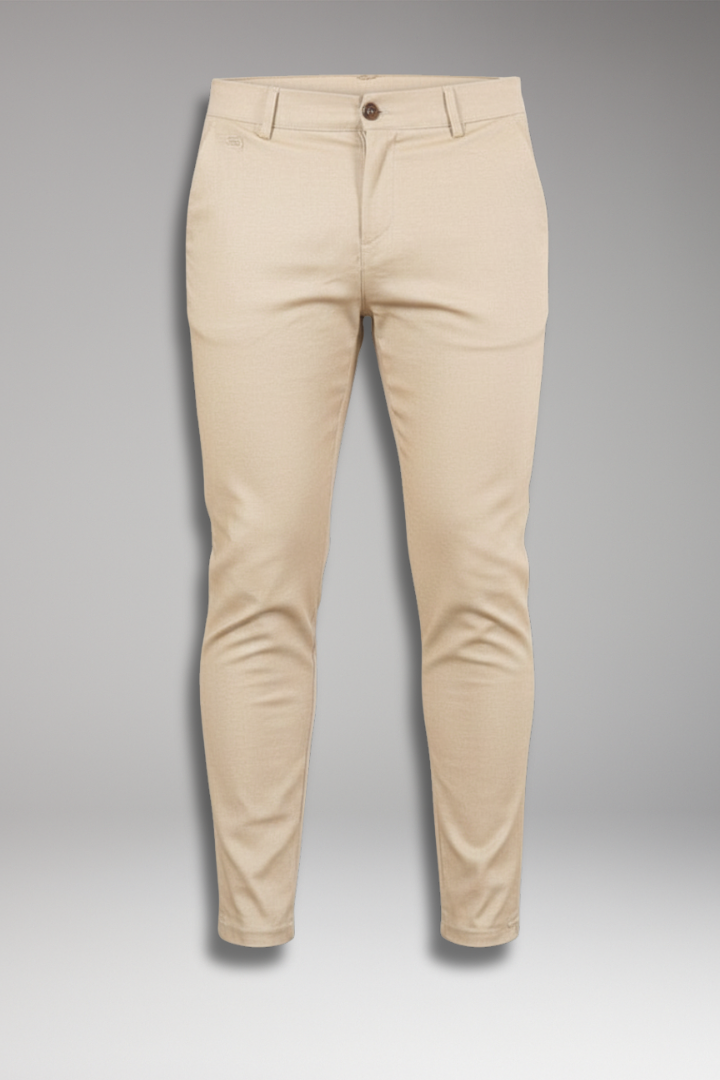 Men's Chino Pants with Slim Legs and Button Closure