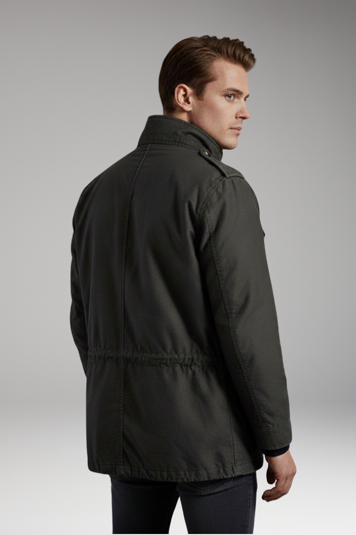 Men's Field Jacket with Hidden Hood and Snap Pockets